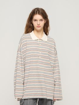CARGOBROS Bold Stripe Collar T-Shirt (Gray)