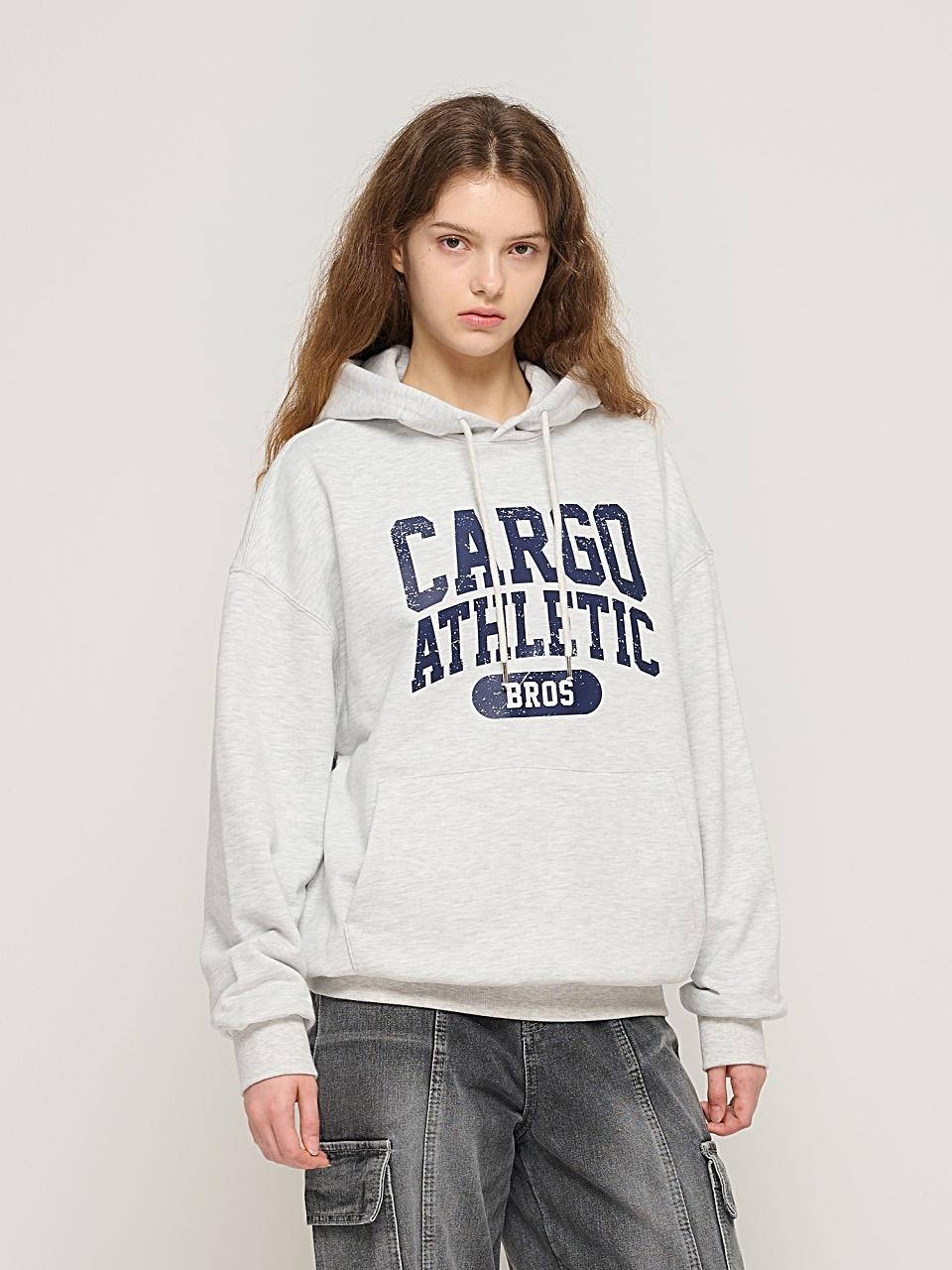 CARGOBROS Cargo Athletic Logo Vintage Hooded T-Shirt (Light Gray)
