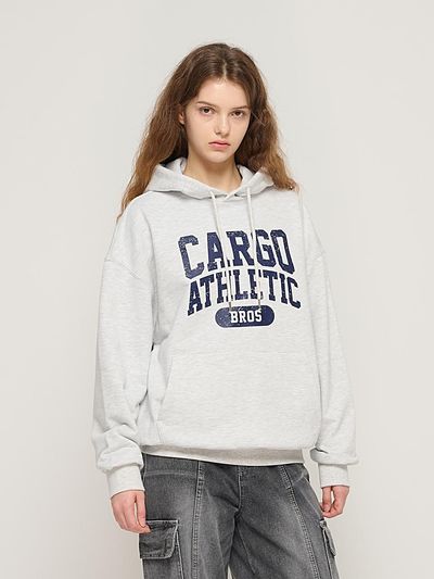 CARGOBROS Cargo Athletic Logo Vintage Hooded T-Shirt (Light Gray)