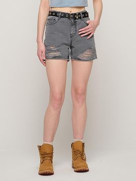 CARGOBROS Destroyed Smoke Denim Shorts (Gray)
