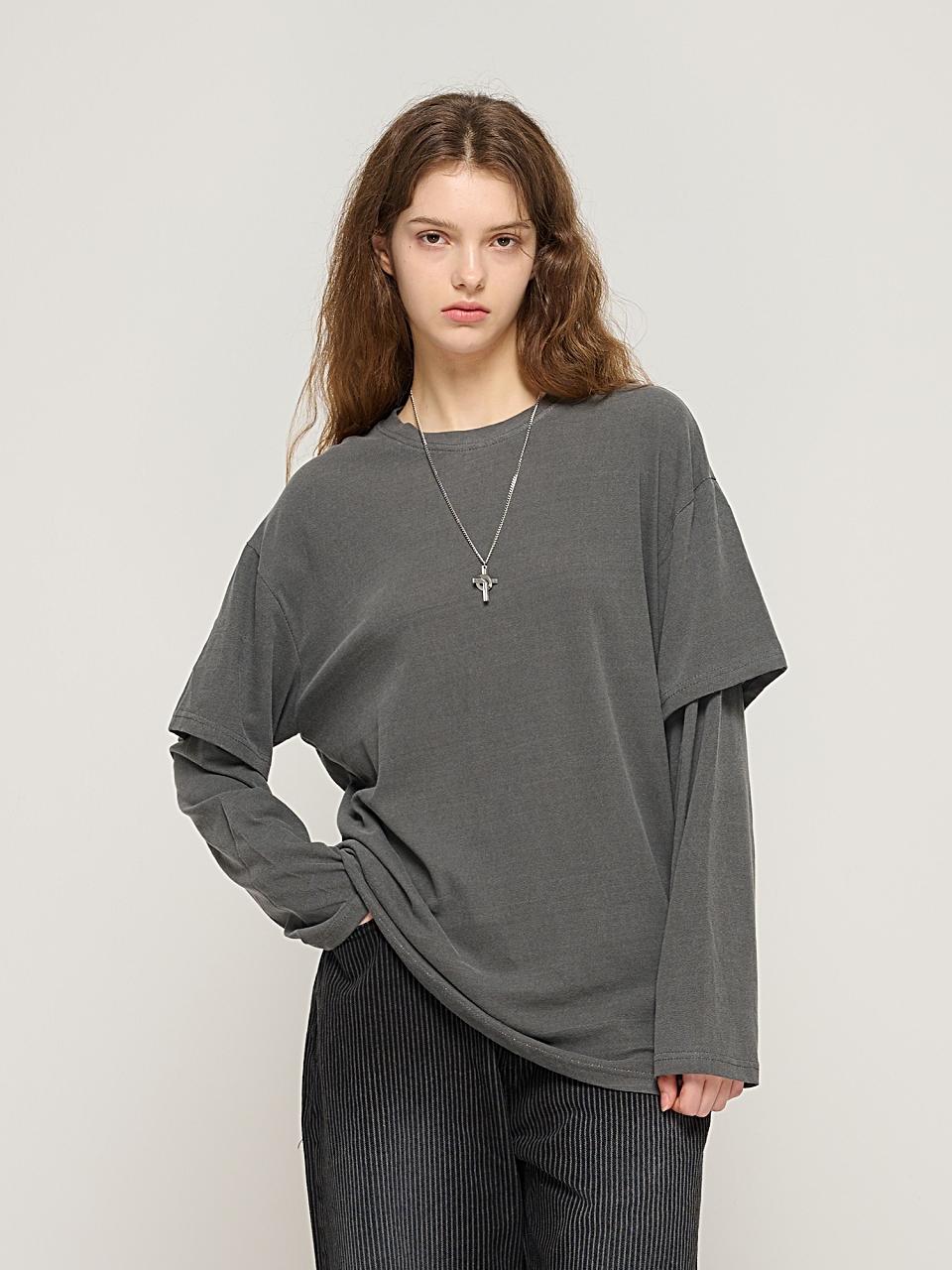 CARGOBROS Pigment Layered Long Sleeve T-shirt (Charcoal)