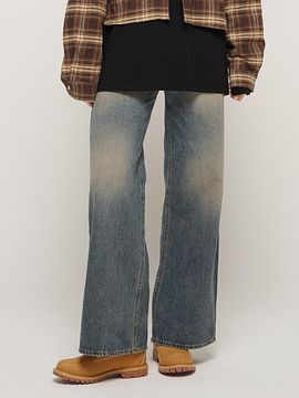 CARGOBROS Relaxed loose fit washed denim pants (medium blue)