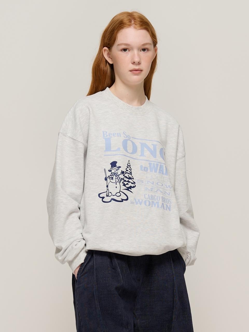 CARGOBROS Snowman Printed Sweatshirt (Light Gray)