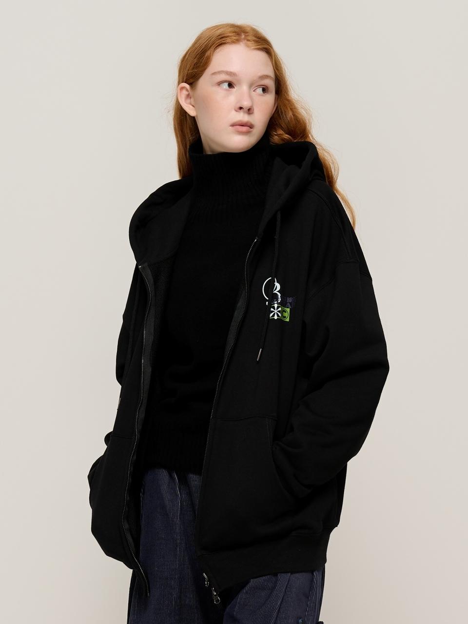 CARGOBROS Street Artwork Logo Accent Hooded Zip-Up (Black)
