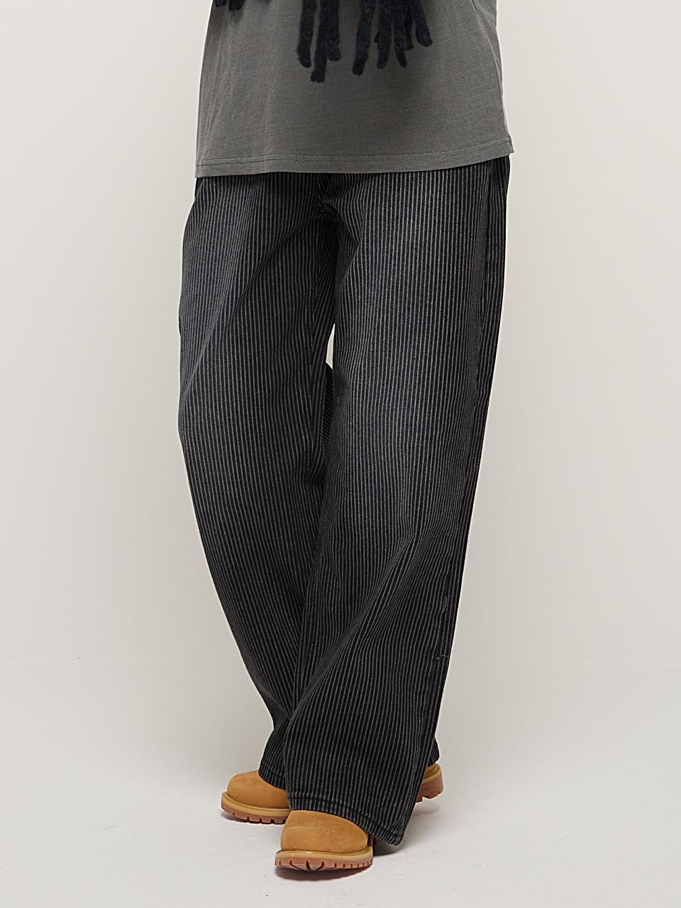 CARGOBROS Stripe Wide Denim Pants (Black)