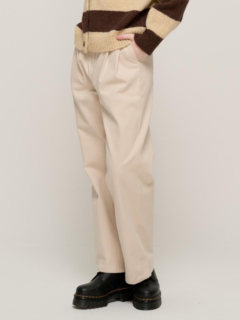 CARGOBROS Warm Cotton Pintuck Wide Pants (beige)