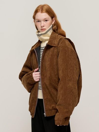 CARGOBROS Warm Quilting Work Collar Jumper (Brown)