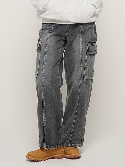 CARGOBROS Work washed denim cargo pants (black)