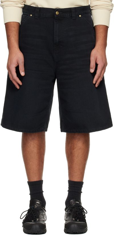 Carhartt Work In Progress Carhartt Work In Progress Black OG Single Knee Denim Shorts