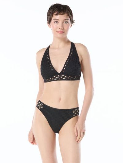Carmen Marc Valvo Carmen Marc Valvo See Through Crochet Halter Bikini Top