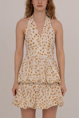 Carmen Says Carmen Says Fawn Deer Print Balloon Halter Top in White, Women's at Urban Outfitters