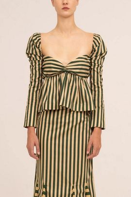 Carmen Says Carmen Says Garland Green Striped Top, Women's at Urban Outfitters