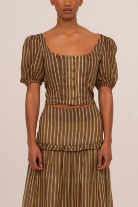 Carmen Says Carmen Says Striped Zafira Print Top, Women's at Urban Outfitters