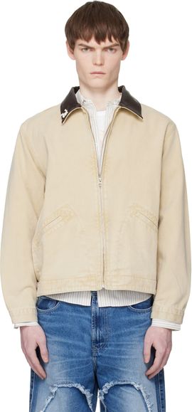 Carne Bollente Carne Bollente Beige 'Moto Rabbit Rides Again' Denim Jacket