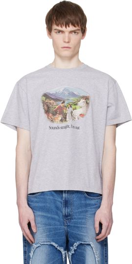Carne Bollente Carne Bollente Gray 'Sounds Straight, I'm Out' T-shirt