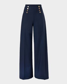 Carolina Herrera Alba Button-Front Wide-Leg Sailor Pants