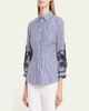 Carolina Herrera Ana Embroidered Striped Poplin Button-Down Shirt - 4