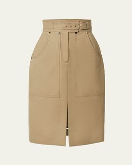 Carolina Herrera Belted Cotton Pencil Skirt