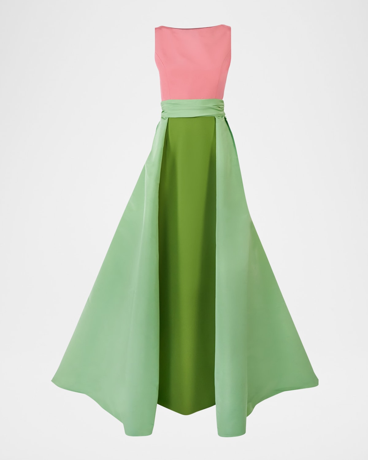 Carolina Herrera Boat-Neck Colorblock Overskirt Gown