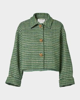 Carolina Herrera Boxy Cotton-Blend Crop Jacket