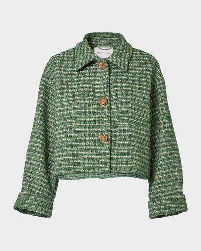 Carolina Herrera Boxy Cotton-Blend Crop Jacket