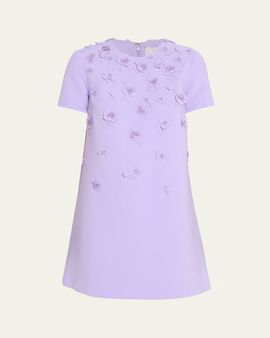 Carolina Herrera - Crystal Flower Applique Sleeveless Mini Dress