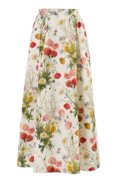 Carolina Herrera Carolina Herrera ALine Meadow Floral CottonBlend Skirt