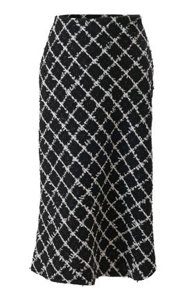 Carolina Herrera Carolina Herrera ALine Windowpane Tweed Midi Skirt