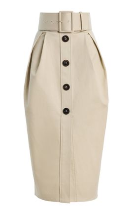 Carolina Herrera Carolina Herrera Belted Cotton Sateen KneeLength Skirt