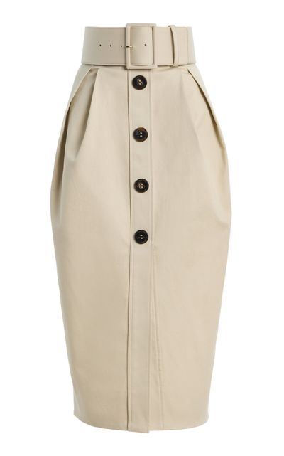 Carolina Herrera Carolina Herrera Belted Cotton Sateen KneeLength Skirt