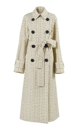 Carolina Herrera Carolina Herrera Belted Slub Yarn Check Tailoring Trench Coat