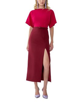 Carolina Herrera Carolina Herrera Boat Neck Belted Midi Dress
