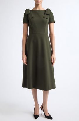 Carolina Herrera Carolina Herrera Bow Shoulder A-Line Midi Dress