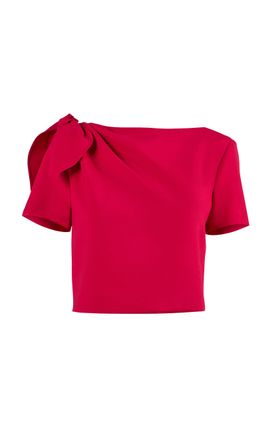 Carolina Herrera Carolina Herrera BowDetailed Stretch Wool Tailoring Top