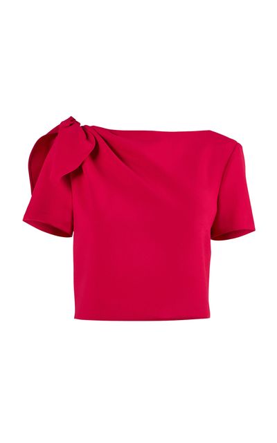 Carolina Herrera Carolina Herrera BowDetailed Stretch Wool Tailoring Top