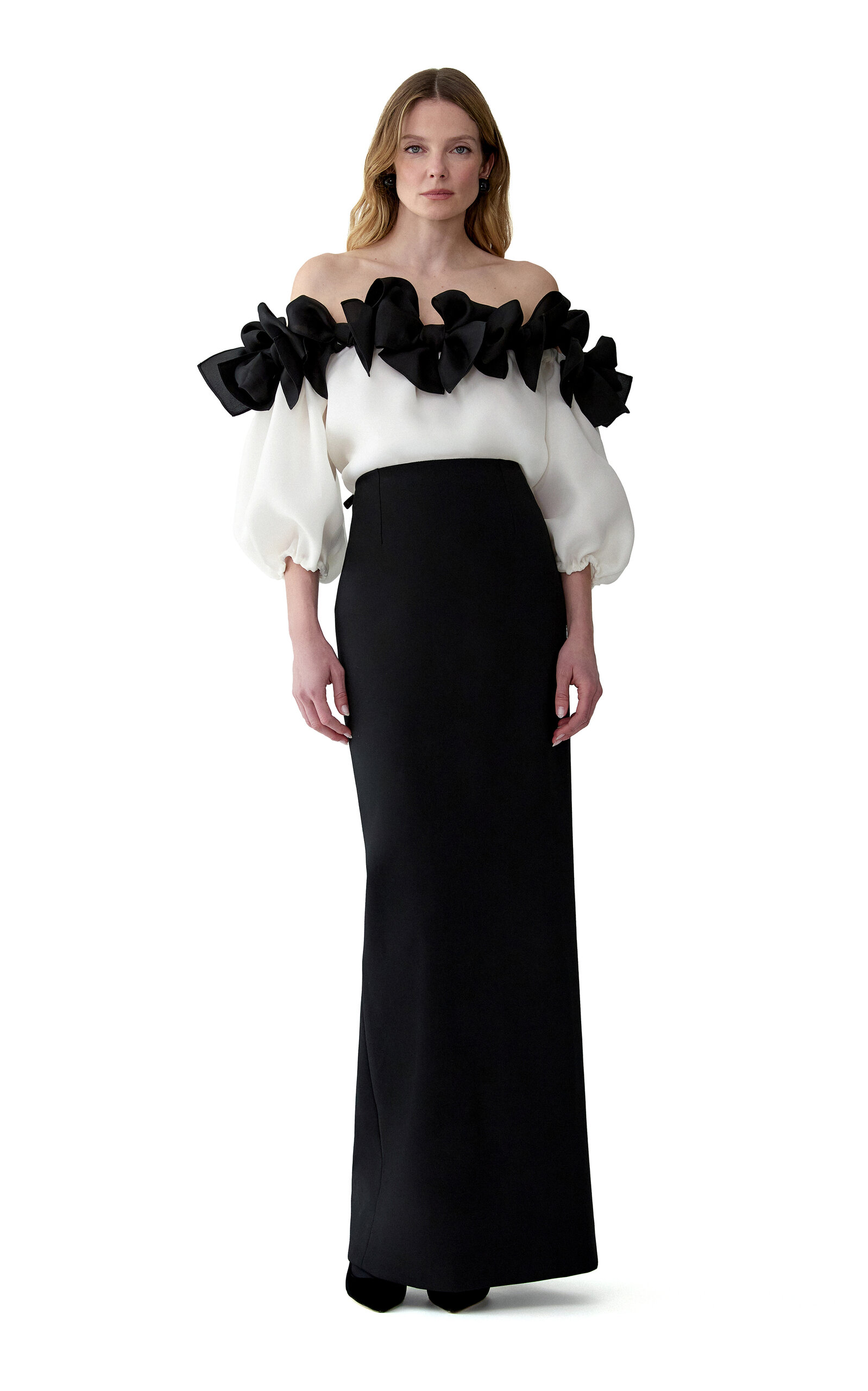 Carolina Herrera Carolina Herrera BowDetailed Textured Gazar Top