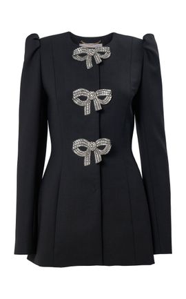 Carolina Herrera Carolina Herrera BowEmbellished BiStretch Wool Tailoring Jacket