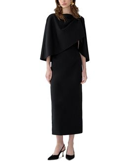 Carolina Herrera Carolina Herrera Cape Sleeve Boat Neck Midi Dress