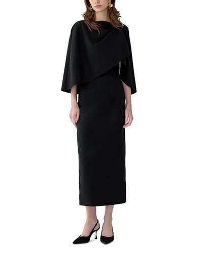 Carolina Herrera Carolina Herrera Cape Sleeve Boat Neck Midi Dress