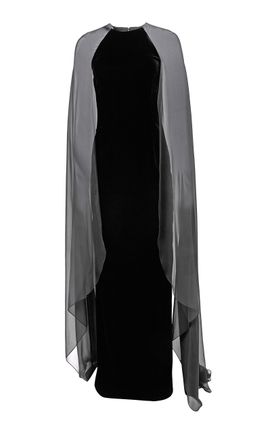Carolina Herrera Carolina Herrera Cape Stretch Velvet Gown