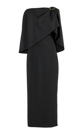 Carolina Herrera Carolina Herrera CapeSleeve BiStretch Wool Tailoring Midi Dress