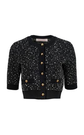 Carolina Herrera Carolina Herrera Cropped Knit Inlay Grid Cardigan
