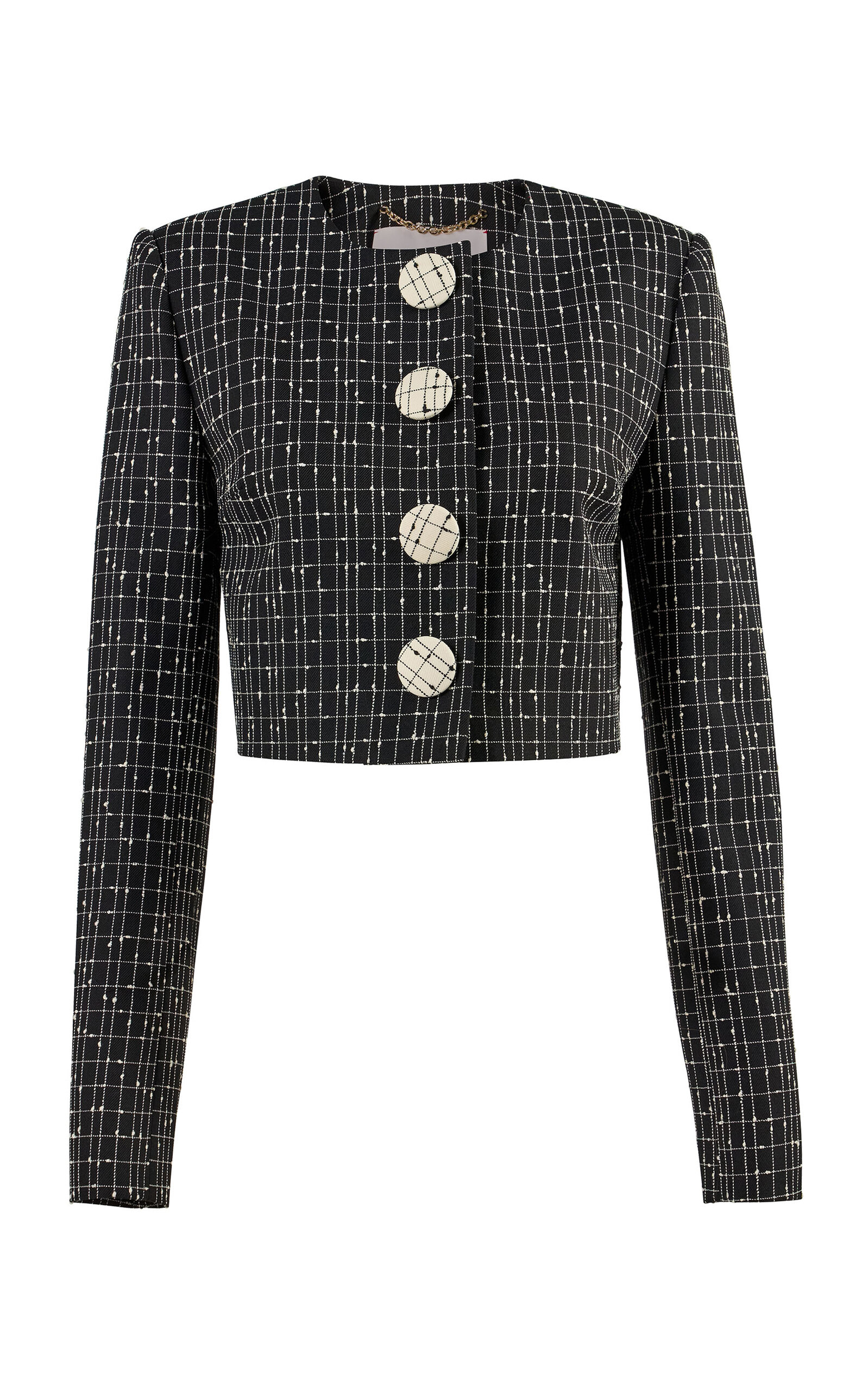 Carolina Herrera Carolina Herrera Cropped Slub Yarn Check Tailoring Jacket