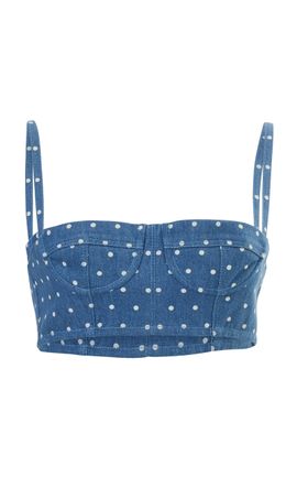 Carolina Herrera Carolina Herrera Denim Bustier Crop Top Light Blue