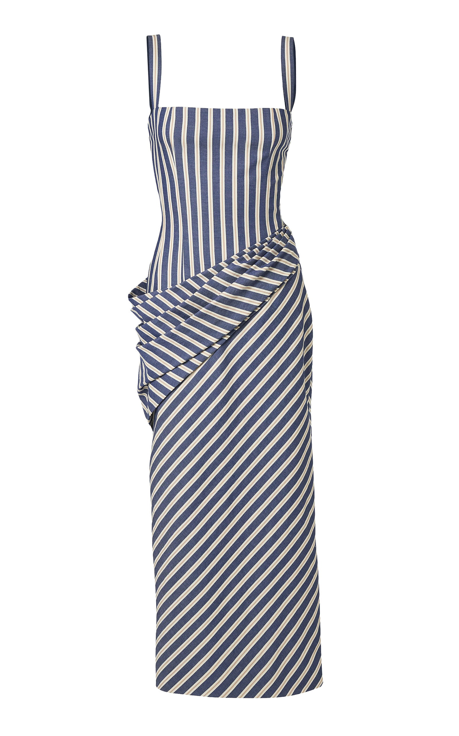 Carolina Herrera Carolina Herrera Draped Denim Stripe Dress