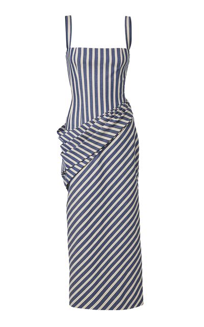 Carolina Herrera Carolina Herrera Draped Denim Stripe Dress