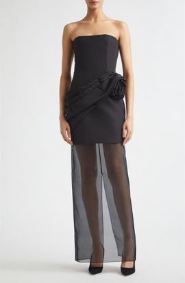 Carolina Herrera Carolina Herrera Draped Strapless Silk Faille & Organza Gown