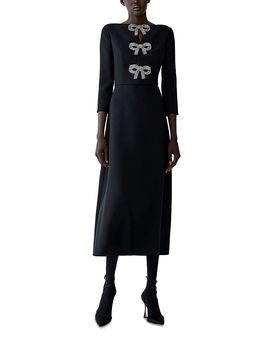 Carolina Herrera Carolina Herrera Embellished Bow Trim Midi Dress