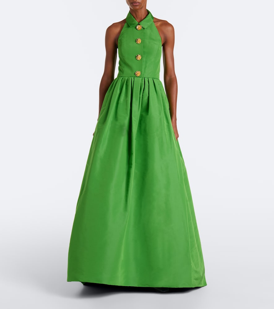 balenciaga green dress Women's In Silk Intarsia Hand Knit in Green/pink 2S-2M-1L-1XL