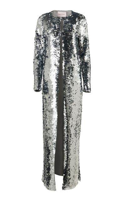 Carolina Herrera Carolina Herrera Embellished Signature Merino Sequin Coat